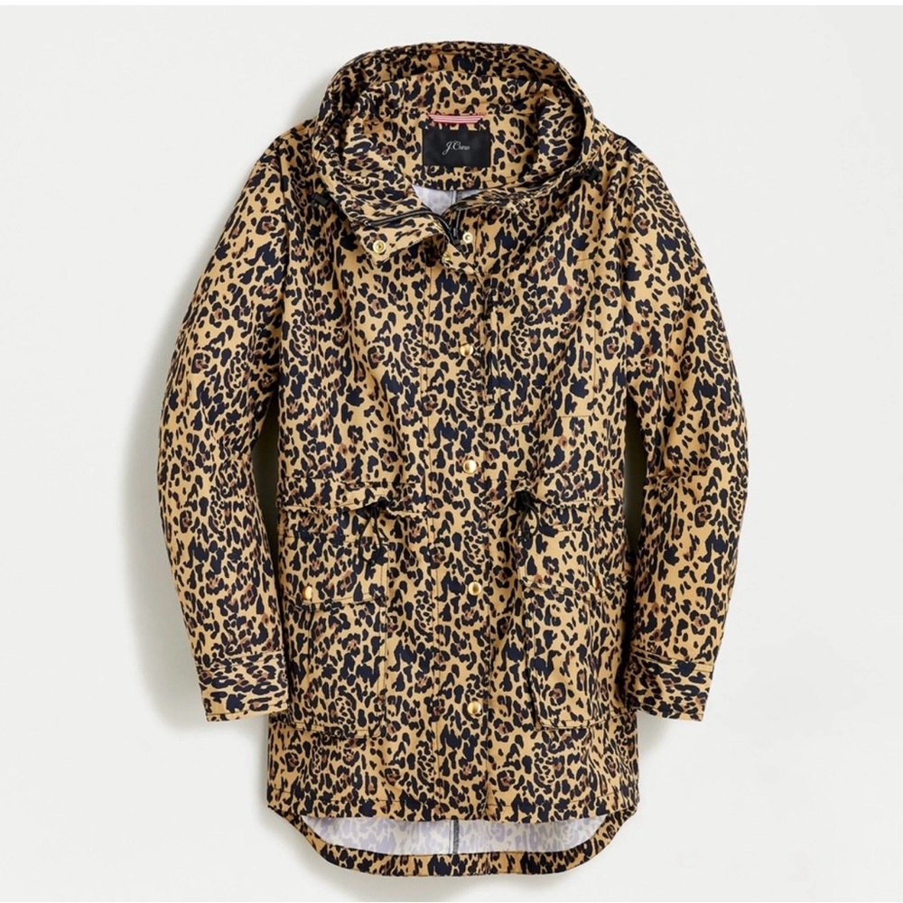 J. crew Perfect rain jacket in leopard print